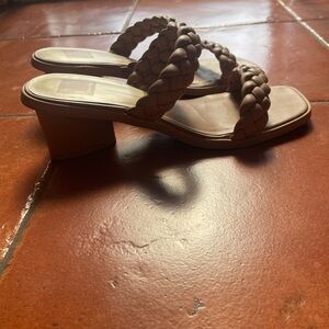 Women's Braided Tan Block Heel Sandals